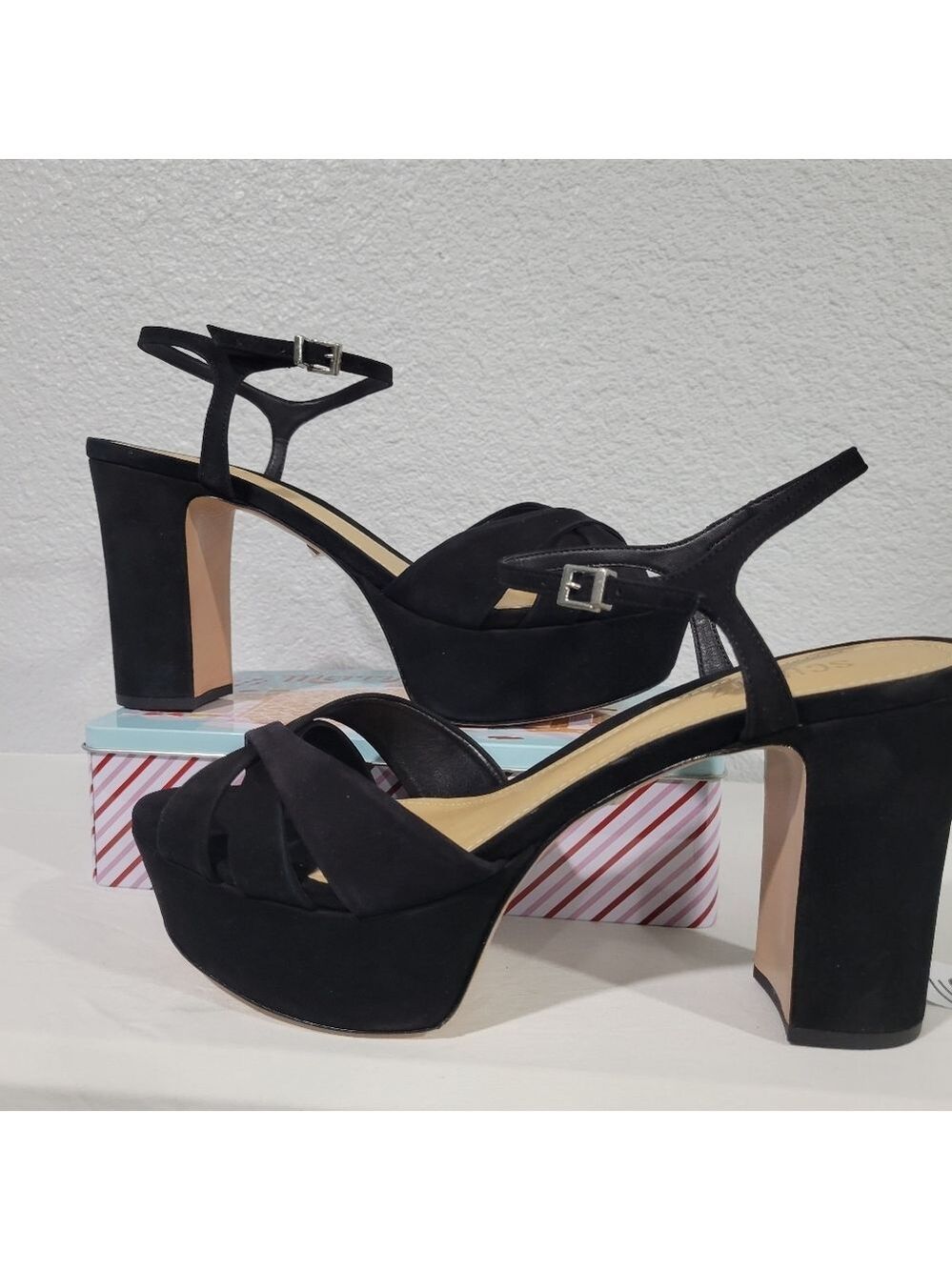 Schutz Keefa Platform Sandal Heels Black Sz 10.5 - Picture 4 of 10